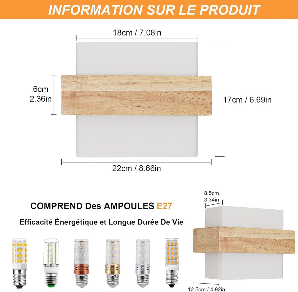 Wall Light - Wood Glass Frame, Tunable