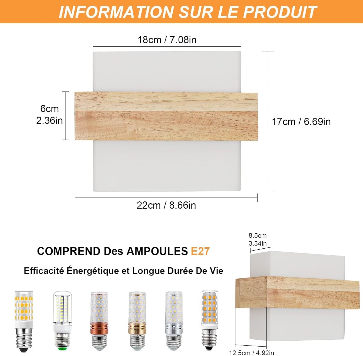 Wall Light - Wood Glass Frame, Tunable