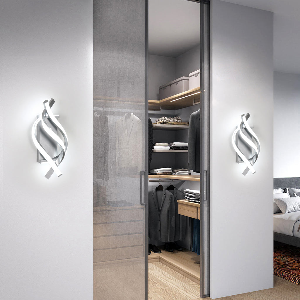 Applique - Telaio in Alluminio Argento, Luce Bianca