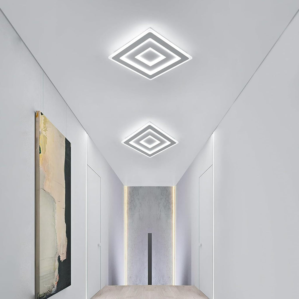 Comely Plafonnier LED Carré Moderne, 52W 5850LM Lampe de Plafond LED, Acrylique Luminaire Plafonnier Intérieur Blanc pour Chambre à Coucher, Salon, Couloir, Lumière Blanche 6500K, 40cm