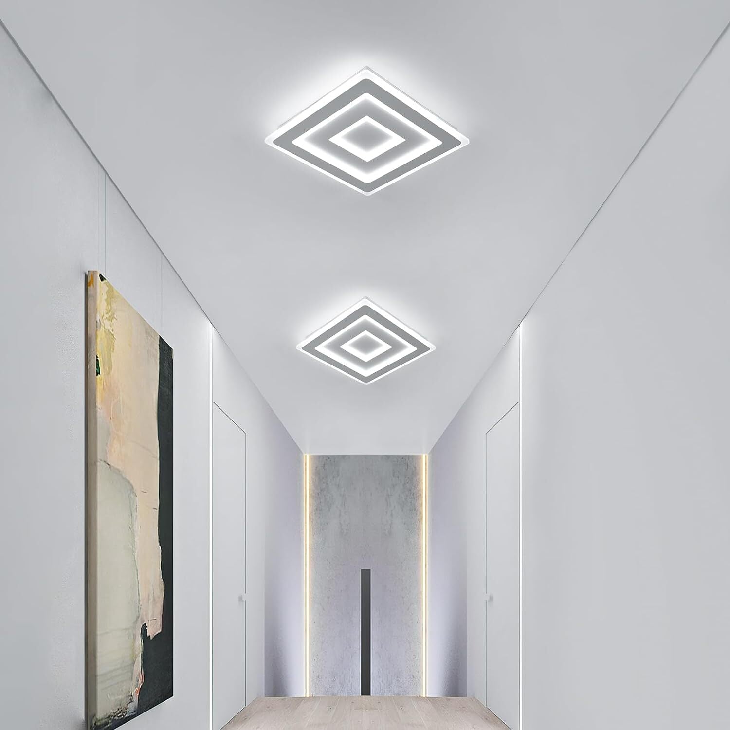 Comely Plafonnier LED Carré Moderne, 52W 5850LM Lampe de Plafond LED, Acrylique Luminaire Plafonnier Intérieur Blanc pour Chambre à Coucher, Salon, Couloir, Lumière Blanche 6500K, 40cm