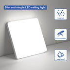 Comely LED Plafonnier 30x30 cm, 48W Blanc Froid 6500K, Plafonnier LED Plat Blanc, IP54 Étanche, Économie d'Énergie, Ultra-fin, pour Salle de Bain, Cuisine, Bureau, Couloir, Salon