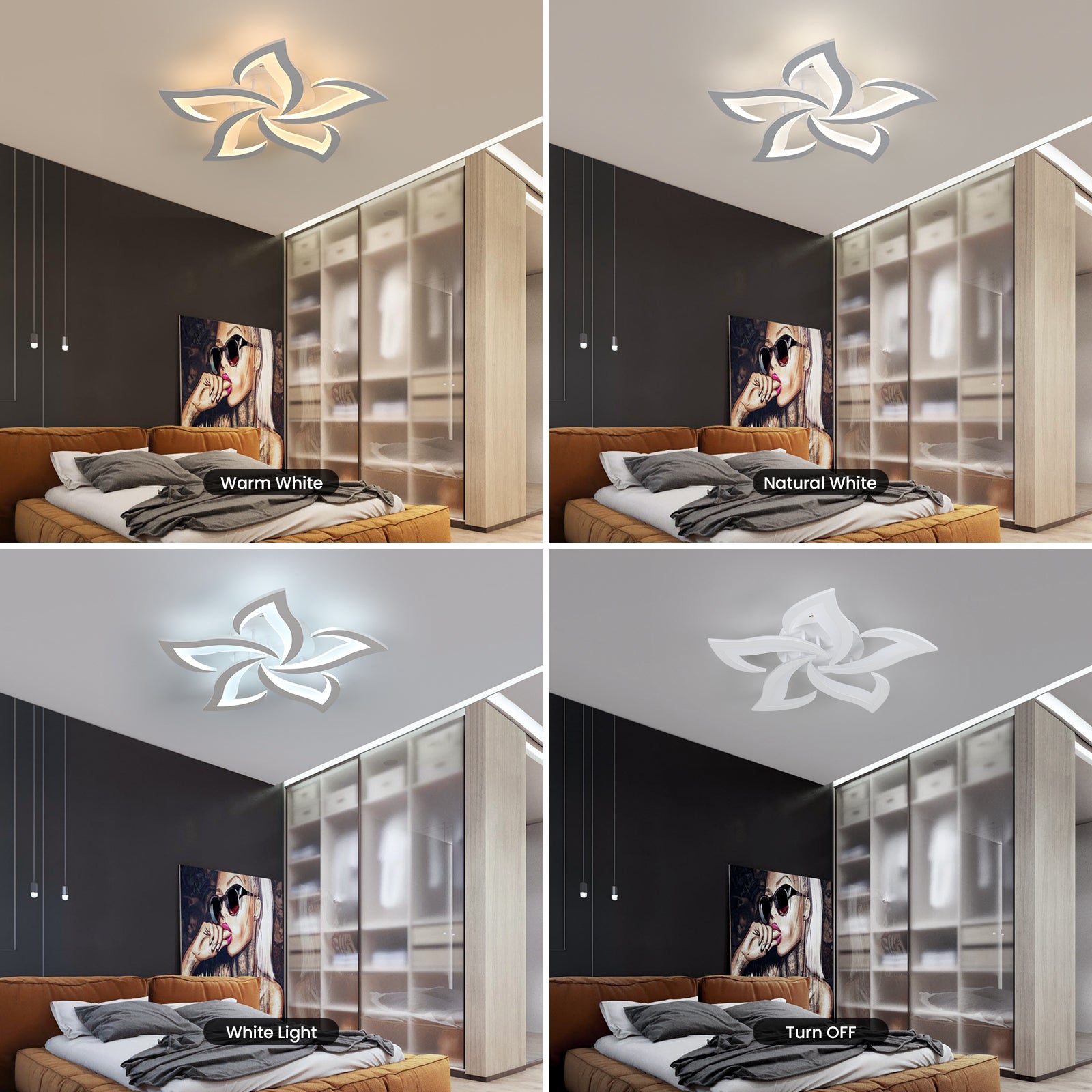 Comely Plafonnier LED Dimmable, Luminaire Plafonnier 40W 4700LM, Télécommande/APP, 3000k-6500k Φ60cm, Lampe de Plafond per Salon Chambre