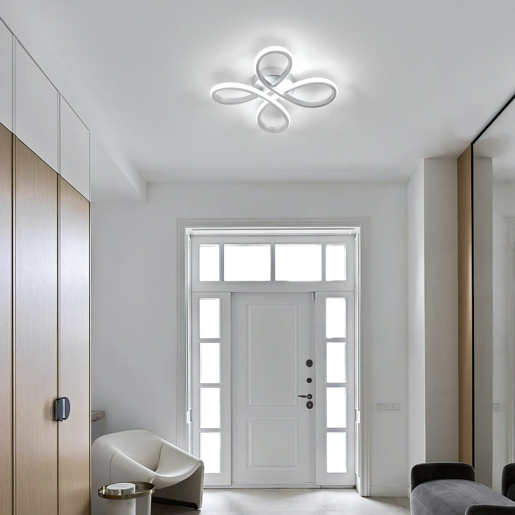 Comely Plafonnier LED, 30W 3500LM Lampe de Plafond LED Créatif Floral Design, Argent Luminaire Plafonnier LED en Acrylique pour Chambre Salon Salle à Manger Cuisine, Blanc Froid 6500K