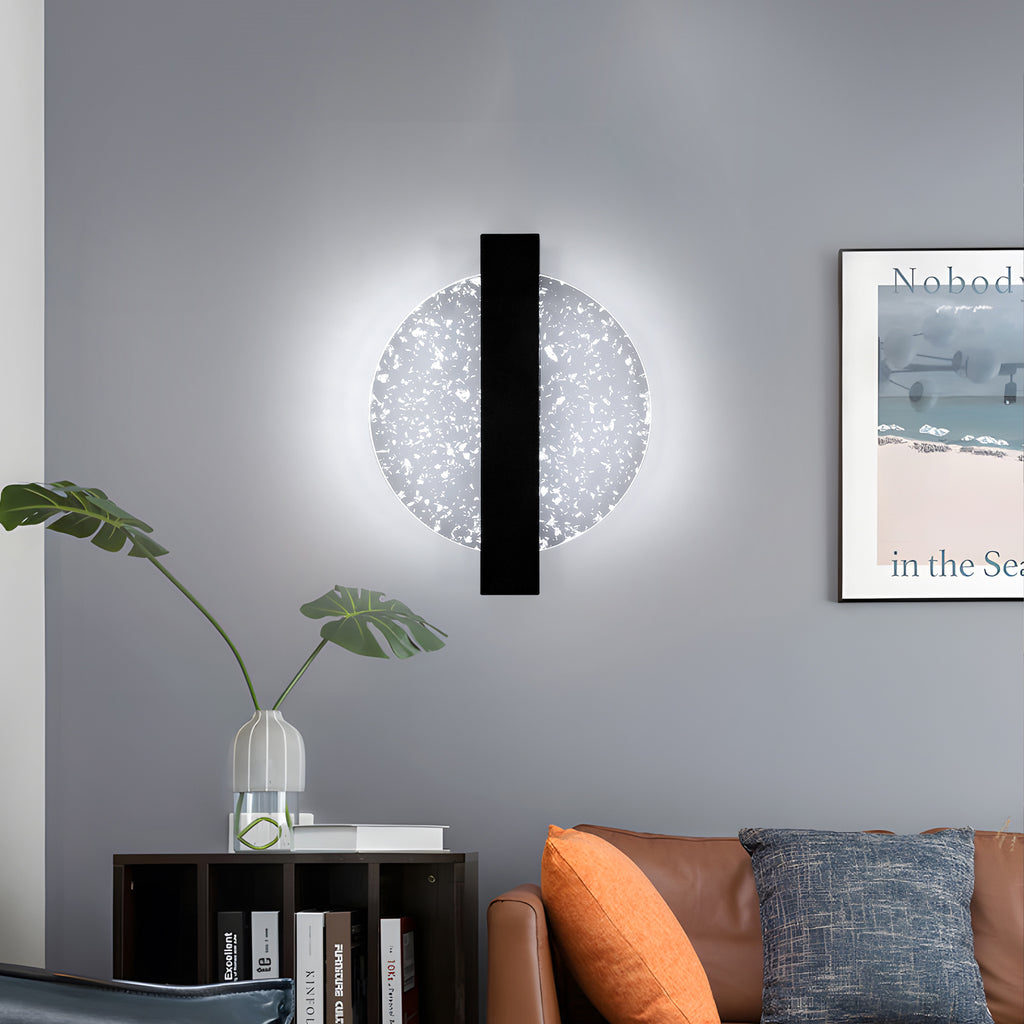 Comely Applique Murale Interieur LED 12W, Noir Ronde 1500LM Lumière Blanche Froide 6500K Lampe Murale LED avec Feuille d'argent, Lampe Murale LED Moderne pour Couloir Salon Chambre