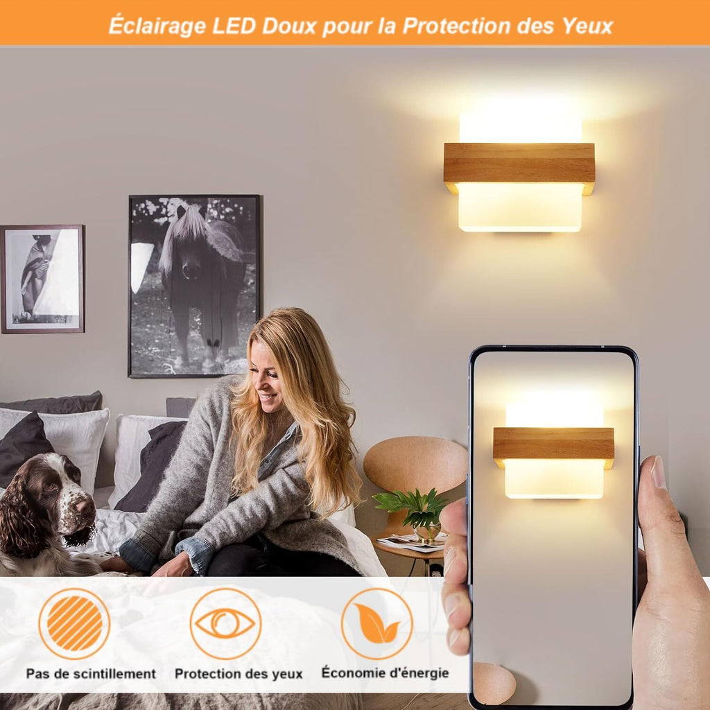 Wall Light - Wood Glass Frame, Tunable