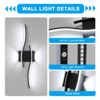 Wall Light - Black Aluminium Frame, White Light