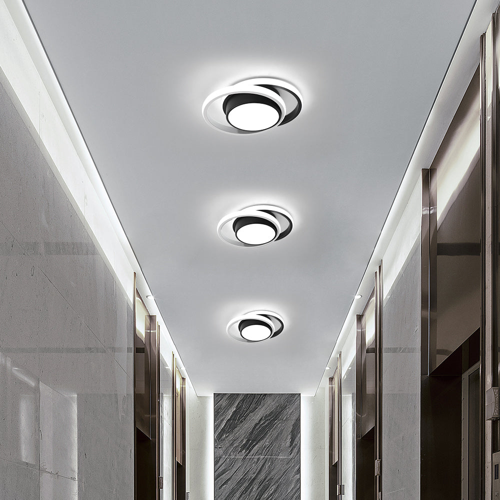 Comely Plafonnier LED, Rond Lampe de Plafond 32W, Moderne Luminaire Plafonnier pour Couloir Coucher Salle de Bains Cuisine Salon, Blanc Froid 6500K, Longueur 28cm, Nero
