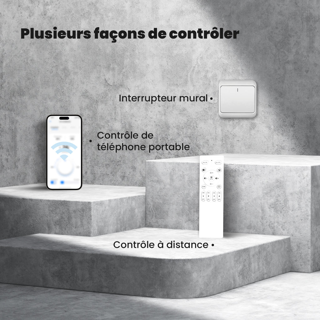 Comely Plafonnier LED Dimmable, Luminaire Plafonnier 40W 4700LM, Télécommande/APP, 3000k-6500k Φ60cm, Lampe de Plafond per Salon Chambre