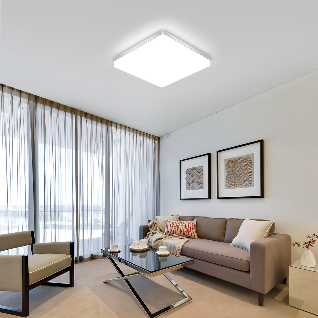 Comely LED Plafonnier 30x30 cm, 48W Blanc Froid 6500K, Plafonnier LED Plat Blanc, IP54 Étanche, Économie d'Énergie, Ultra-fin, pour Salle de Bain, Cuisine, Bureau, Couloir, Salon