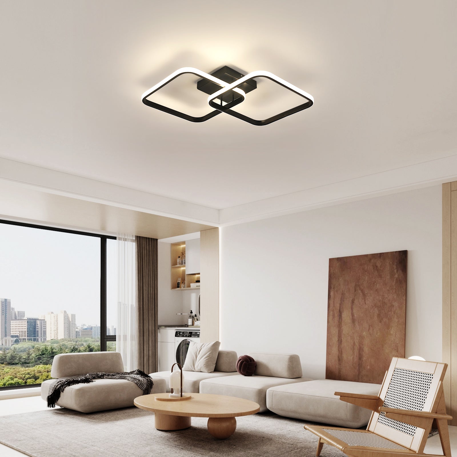 Ceiling Light - Black Aluminium Frame, Natural Light