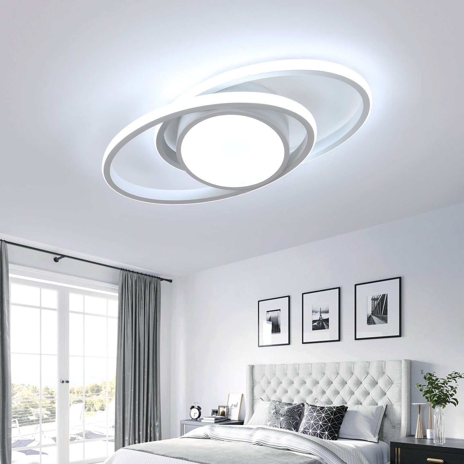 Ceiling Light - White Metal Frame, White Light