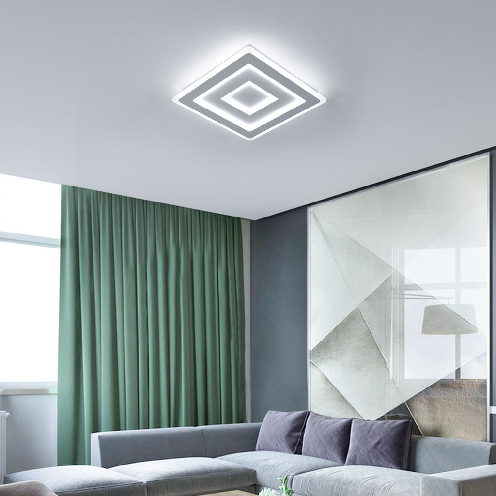 Comely Plafonnier LED Carré Moderne, 52W 5850LM Lampe de Plafond LED, Acrylique Luminaire Plafonnier Intérieur Blanc pour Chambre à Coucher, Salon, Couloir, Lumière Blanche 6500K, 40cm