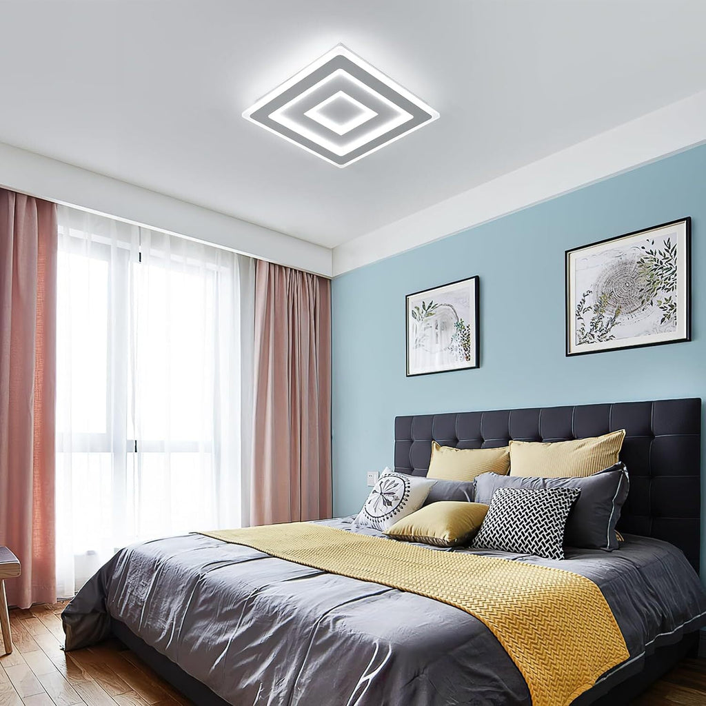 Comely Plafonnier LED Carré Moderne, 52W 5850LM Lampe de Plafond LED, Acrylique Luminaire Plafonnier Intérieur Blanc pour Chambre à Coucher, Salon, Couloir, Lumière Blanche 6500K, 40cm
