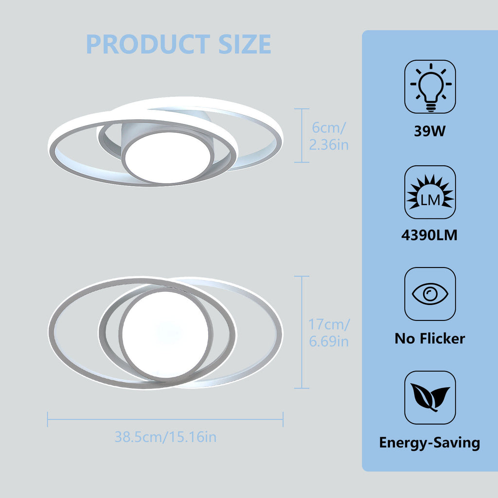 Ceiling Light - White Metal Frame, White Light