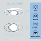 Ceiling Light - White Metal Frame, White Light