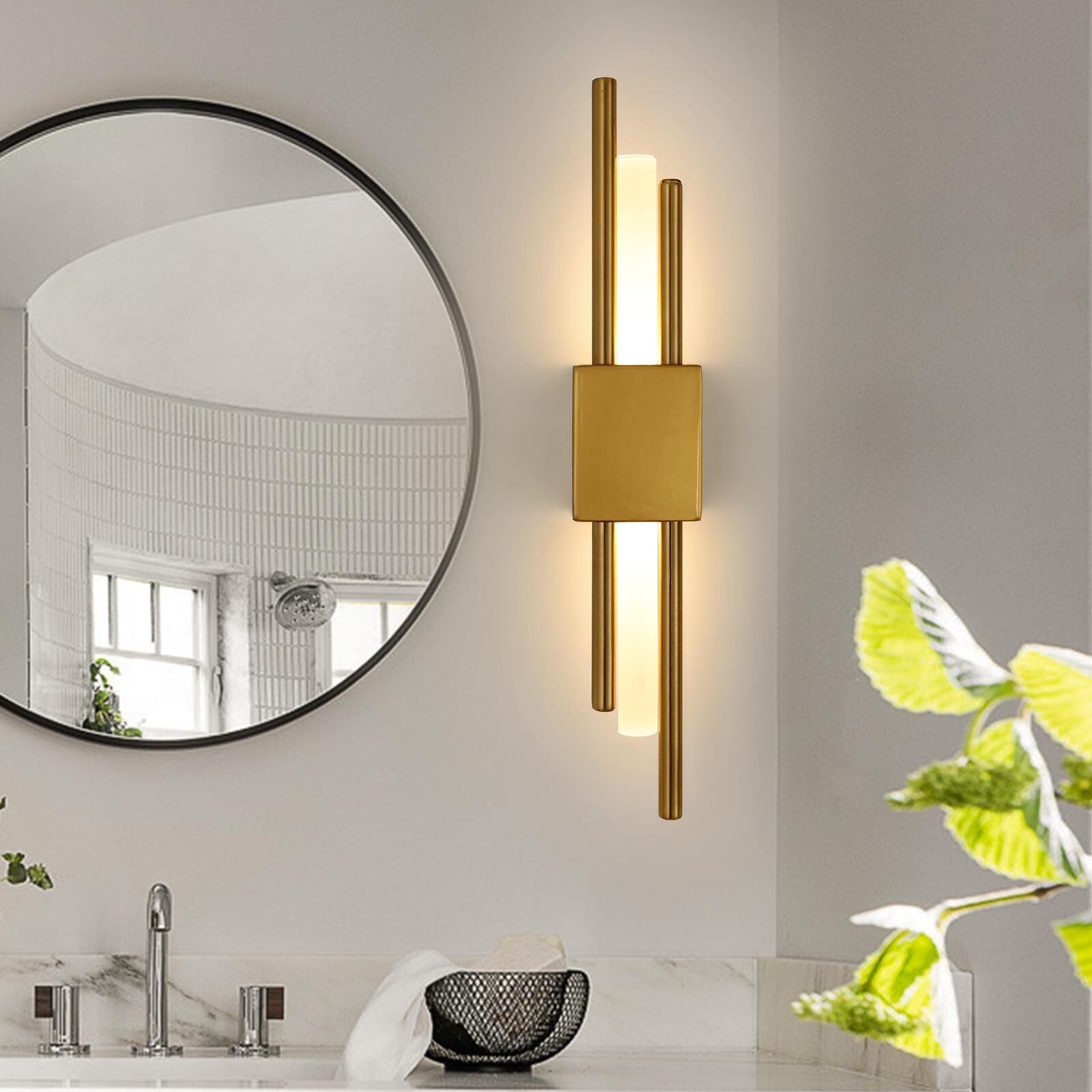 Wall Light - Gold Metal Frame, Warm Light